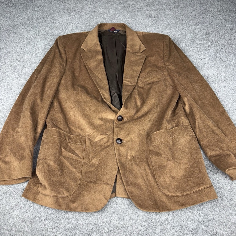 Vintage Farah Faux Suede Sport Coat Blazer Mens 46R Brown Western Ranch USA Made